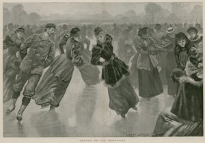 Korcsolyázás a Serpentine-on, Hyde Park, London (metszet)