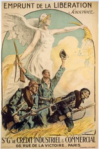 Felszabadulás kölcsön, Iratkozz fel, Sté. Gle. Ipari és Kereskedelmi Hitel, pub. Párizs, 1917 körül (színes litó)