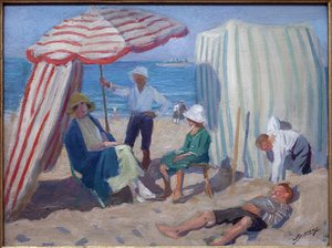 A tengerparton. Lucien Jonas (1880-1947) festménye, olaj, fa 1920, francia művészet, XX. század. Musee la piscine, Roubaix.