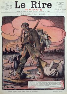 Karikatúra egy német katonáról, a „Le Rire Rouge” címlapjáról, 1915. március 20.
