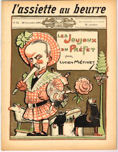 Színes szatirikus "The Butter Plate" borítója alkotó: Lucien Metivet