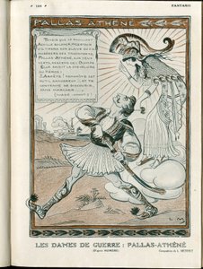 Illusztráció a "Fantasio"-ban, 01/04/15 - A háború nője Pallas-Athéné háború 14-18 (metszet) alkotó: Lucien Metivet