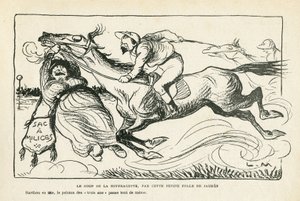 illusztráció: Le Rire, 28/06/28 A szüfrazsett ütése, Jaures kis őrült asszonya (metszet)