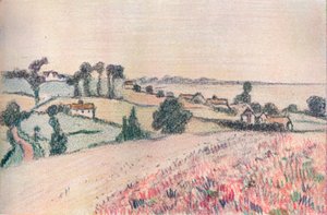 Lucien Pissarro színes krétákkal készült rajzából, XX. század alkotó: Lucien Pissaro