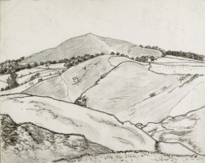 Cefn Bryn, 1933 (fekete kréta és olajmosás, vászonra fektetve) alkotó: Lucien Pissarro