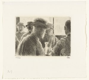 Férfiak egy kávézóban alkotó: Lucien Pissarro