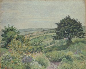 A kunyhókert, halastó, 1915 alkotó: Lucien Pissarro
