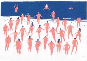 Nude Beach Run, 2016 (szitanyomat) alkotó: Lucy Banaji
