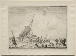 Hajó vízre bocsátása, 1701. alkotó: Ludolf Backhuysen