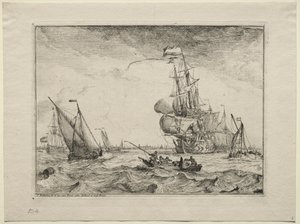 Teljes vitorla alatt hajók, 1701. alkotó: Ludolf Backhuysen