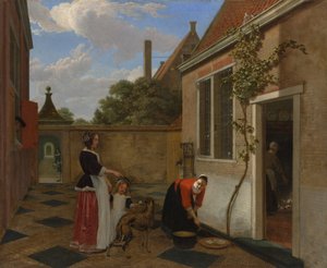 Jelenet egy udvarban, 1660-as évek eleje (olaj, vászon)