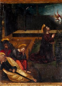 Imádság az olajfák kertjében A rózsafüzér 15 misztériumának sorozata. Ludovico Brea (Louis Brea) fafestménye (1450-1523) 1512-1513 Taggia, Museo del Convento di San Domenico, Olaszország