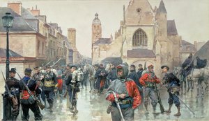 A garibaldini és a francia csapatok összejövetele Tours-ban alkotó: Ludovico Marchetti