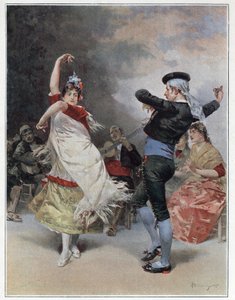 A granadai cigányok. Ludovico Marchetti (1853-1909) kromotipográfia 1889 Magángyűjtemény.