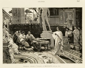 Maecenas hallgatja Virgil Aeneist olvas, Lodovico Pogliaghi (1857-1950) illusztrációja a Róma korai történelméhez, Francesco Bertolini (1836-1909), Fratelli Treves kiadás, Milánó