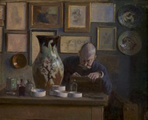 Thorvald Bindesbøll építész a dolgozószobájában
