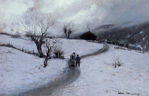 Férfi lóval és szánkóval alkotó: Ludvig Skramstad