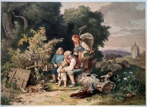 "A Pásztor családja" (A juhász család) akvarell, Ludwig Richter (1803-1884) 1837 Puskin Múzeum Moszkva