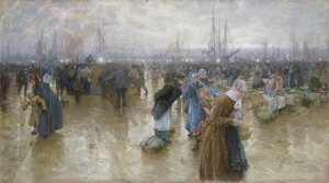 Az altonai halpiac, 1890 pasztell kartonon