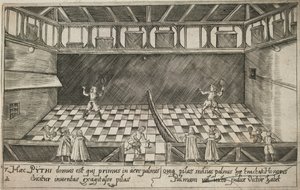Egy igazi teniszjáték, 1600 körül (metszet) alkotó: Ludwig Ditzinger