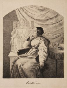 Bettine von Arnim írónő portréja 1785-1859, sz. Brentano, 1838.
