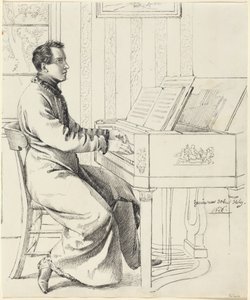 A művész sógora, Ludwig Hassenpflug zongorázásra készül alkotó: Ludwig Emil Grimm
