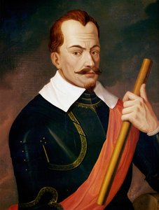 Albrecht Wallenstein, Friedland hercege, császári tábornagy a harmincéves háború idején, 1634-ben saját tisztjei gyilkolták meg Egerben ... (festmény, vászon)