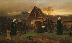 Halottak napja a temetőben alkotó: Ludwig Friedrich Wilhelm Riefstahl