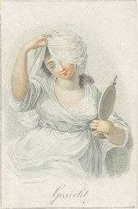 Látás Arc (cím a tárgyon) Öt érzékszerv, amelyet női alakok képviselnek (sorozat címe) Die Funf Sinne (sorozat címe) alkotó: Ludwig Gottlieb Portman