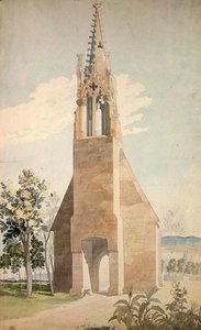 A gótikus kápolna Witzenhausen közelében (akvarell ceruzával, papíron) alkotó: Ludwig Sigismund Ruhl