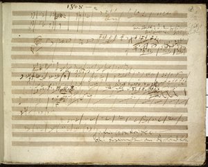 Hozzáadás. 31766, f.2 6., F-dúr szimfónia, op. 68, más néven Pasztorális Szimfónia (tinta papíron) alkotó: Ludwig van Beethoven
