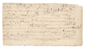 Autográf zenei kézirat, vázlat a Vonósnégyes lassú tételéhez C, Op.59, No.3, a harmadik "Razumovsky" kvartett, Bécs, 1806 körül