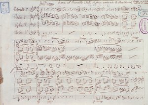 Ludwig van Beethoven 6. F-dúr szimfóniájának 68. opuszának kottájának oldala