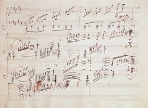 Ludwig van Beethoven (1770-1827) német zeneszerző 1801-ben komponált „” Sonata pour piano n* 14 en do diese minor” „” Sonata au clair de lune” című kottájához. House, Natale de Beethoven, Bonn. Németország