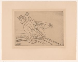 Két nő elrabol egy férfit alkotó: Ludwig von Hofmann (signed by artist)