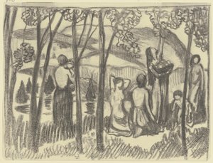 Térdelő nők és gyümölcsszedő nő alkotó: Ludwig von Hofmann
