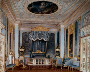 Kilátás II. Sándor cár (1818-1881) hálószobájára a Gatchina palotában Luigi Premazzi (Ludwig Osipovich) (1814-1891) nyomatai 19. századi Szentpétervár, Ermitázs Múzeum
