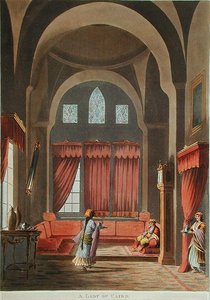 Egy kairói hölgy a „Nézetek Egyiptomban, Sir Robert Ainslie eredeti rajzaiból” című művéből, 1802-ben (színes litó) alkotó: Luigi (after) Mayer