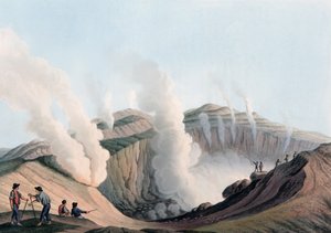 Kráter a Vulcano-szigeten a Tirrén-tengeren, Olaszország