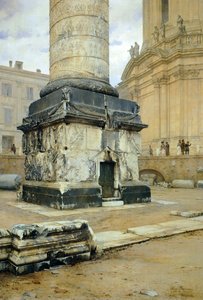 Traianus oszlopa Rómában, Luigi Bazzani (1836-1927). Olaj, vászon 70,5x103 cm.