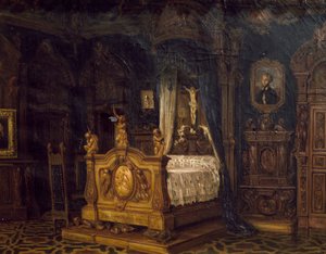 Gian Giacomo Poldi Pezzoli nemes hálószobájának belseje, 1860 körül