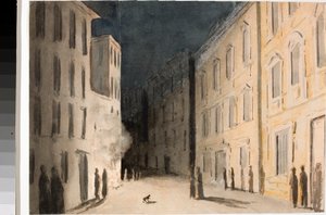 A genovai Strada Nuovissima perspektívája (akvarell, 1825 körül) alkotó: Luigi Garibbo