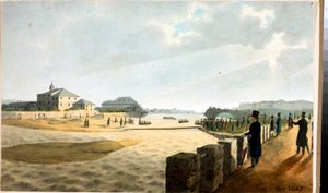 Kilátás a genovai Pila-hídra (akvarell, 1825 körül)
