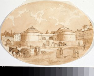 Kilátás a Porta al Prato térre Firenzében (tinta és akvarell alkotó: Luigi Garibbo
