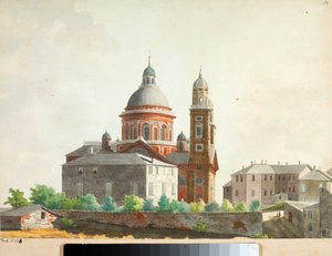 Kilátás a genovai Santa Maria Assunta di Carignano-bazilikára (akvarell alkotó: Luigi Garibbo