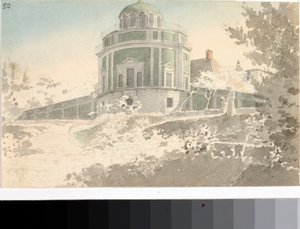 Kilátás a Kaffeehause pavilonra Boboli kertjében (akvarell, 1825 körül) alkotó: Luigi Garibbo
