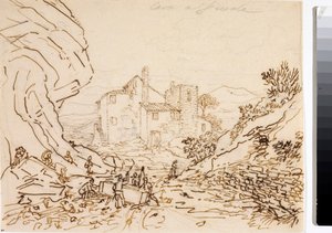 Munkások a Firenze melletti Fiesole-i kőbányában (Tintarajz, 1823 körül) alkotó: Luigi Garibbo