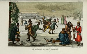 Korcsolyapálya. Illusztráció az ókori és újkori szokások vagy kormányzás történetéből, Giulio Ferrario, 1831
