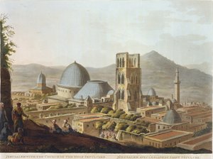Jeruzsálem a Szent Sír templommal, 3. tábla a „Nézetek Palesztinában”, pub. írta: Robert Bowyer (1758-1834) 1803 (akvatinta) alkotó: Luigi Mayer