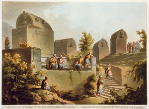 Szarkofágok és sírok a cacamói kikötő fejében, Robert Bowyer (1758-1834) által kiadott „Nézetek az Oszmán Birodalomban” című művéből, 1803 (akvatinta) alkotó: Luigi Mayer